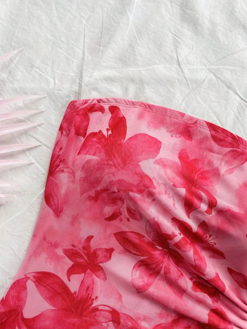 Floral Print Ruched Tube Mini Dress