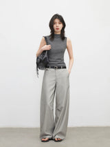 Women's Herringbone Wide-Leg Office Trousers