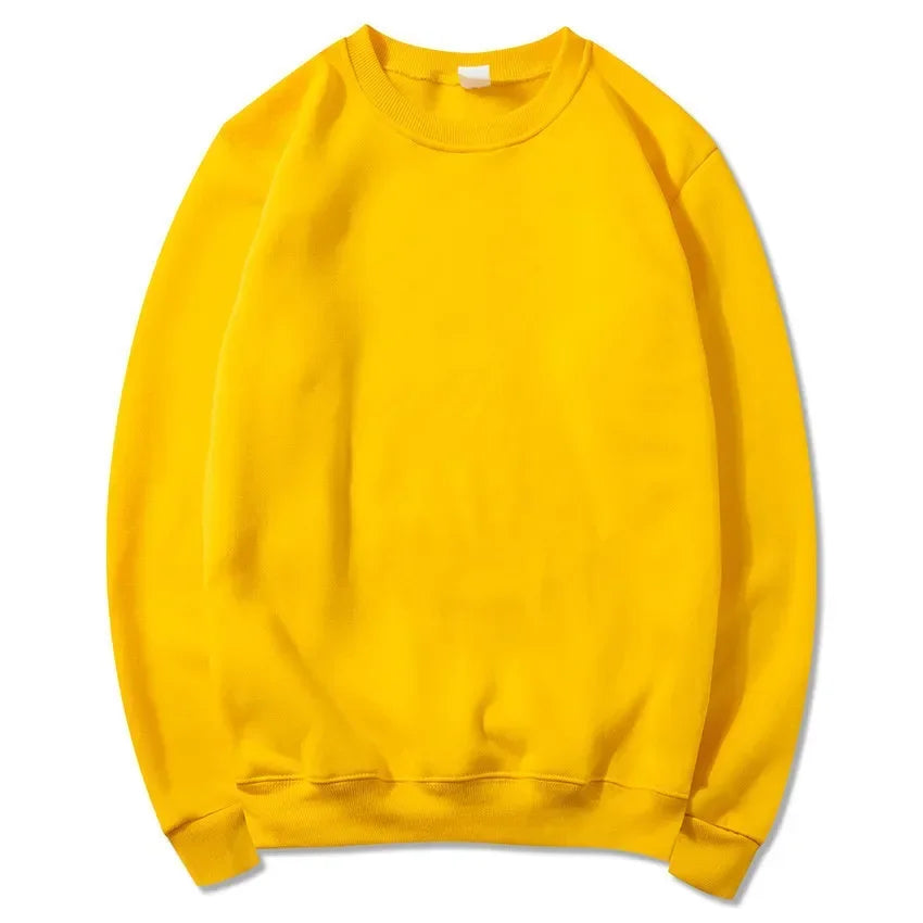 Korean Fashion Men's Round Neck Sweatshirts Autumn Long Sleeves Vacation Pullovers Tops Casual Popular Man Solid Sweat Shirts