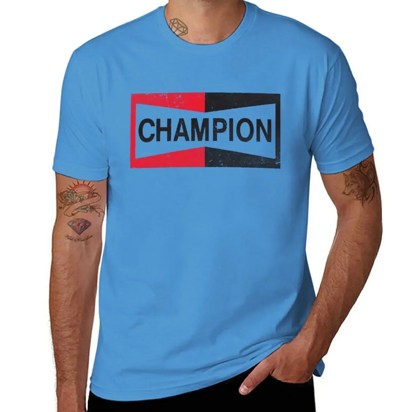 Men’s Champion Spark Plug Retro Distressed Emblem Tee