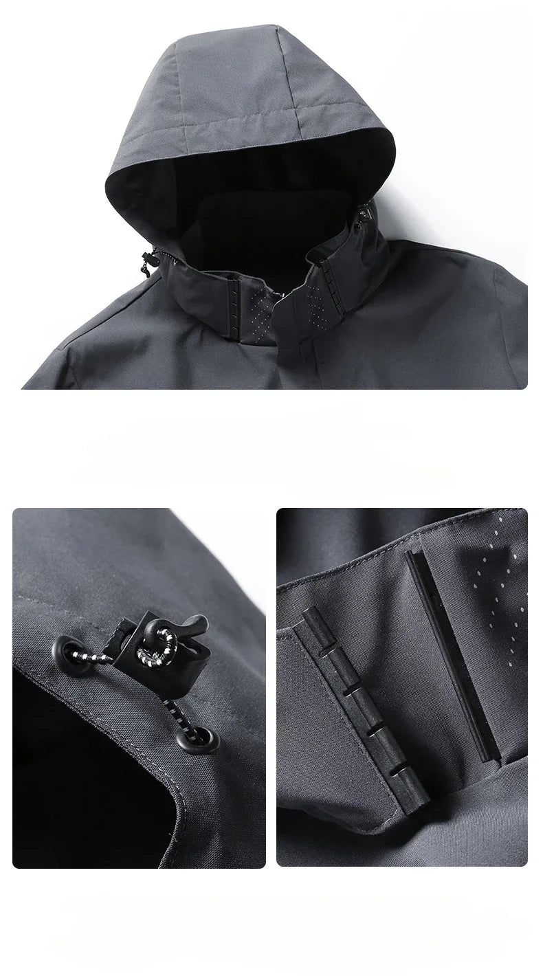Men’s Hooded Rain Jacket with Detachable Hood