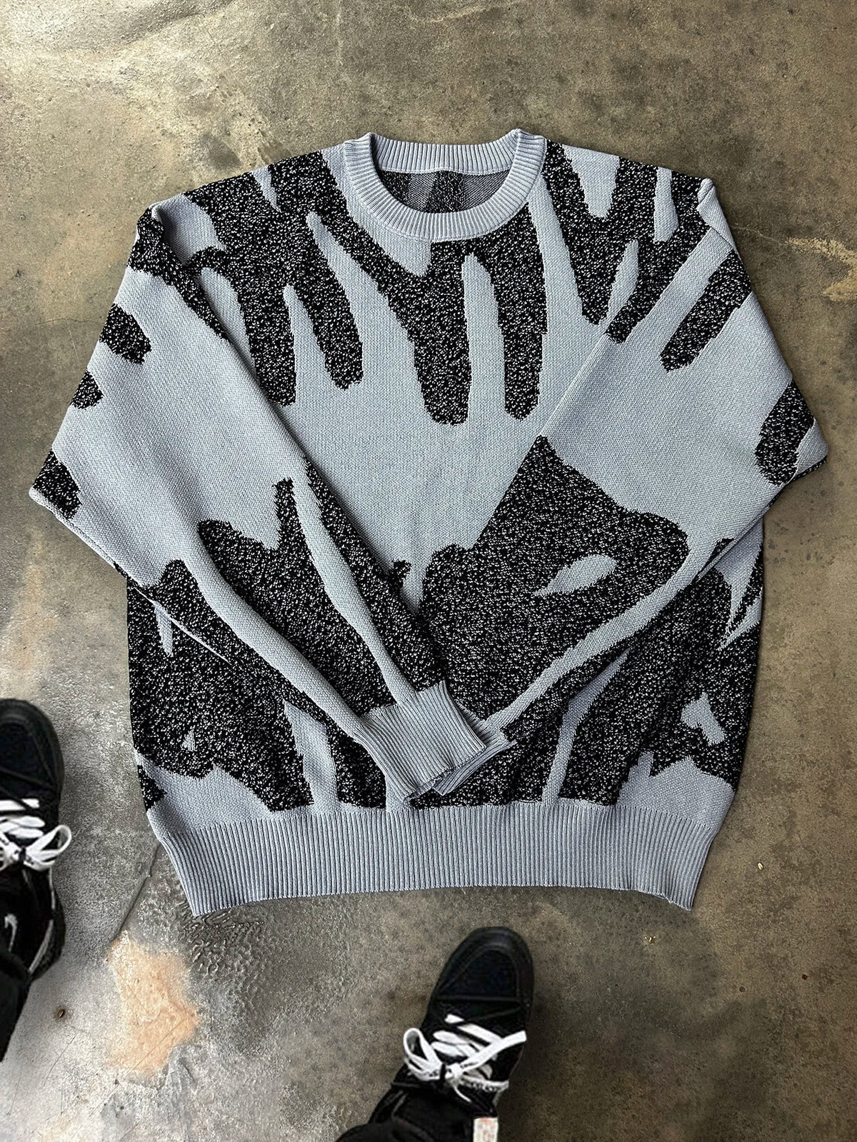 Men's Graffiti Jacquard Crew Neck Knit Sweater