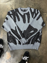 Men's Graffiti Jacquard Crew Neck Knit Sweater
