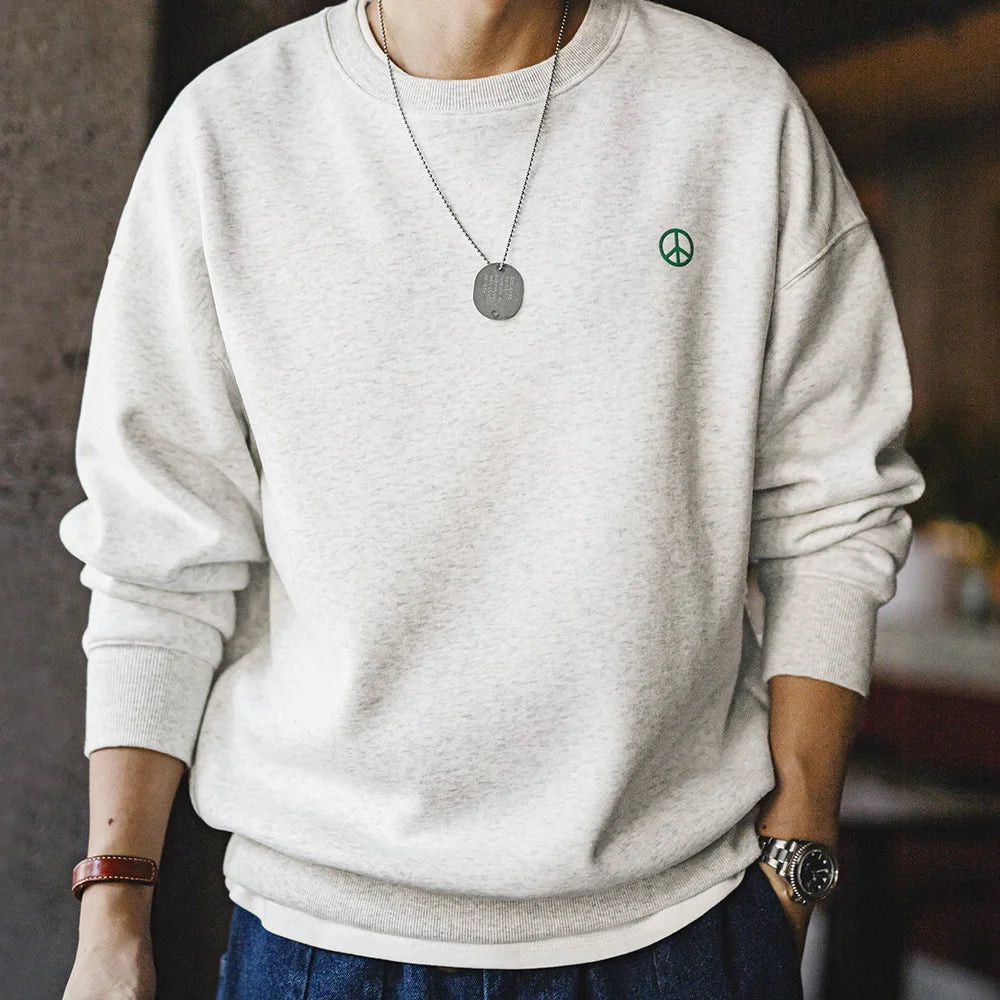 Maden Men's Gray Fleece Crewneck Sweatshirt