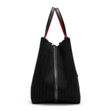 CHCH Tote Bag New Large Capacity Black Simple Knitted Shopping Bag 27*20*28cm