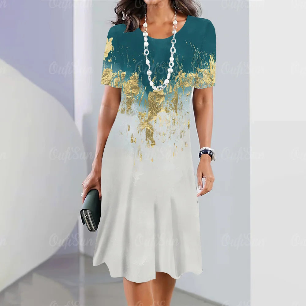 Elegant Graphic Print Midi Dress