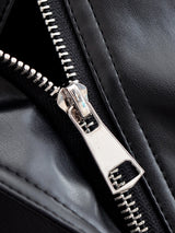 HH Women Vintage Motorcycle Jacket With Belt Faux Leather Trench Coat Long Sleeve Lapel Zipper Jacket Autumn High Street Outwear