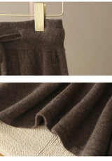 Wool A-Line Midi Skirt – Women's Knit Autumn Winter