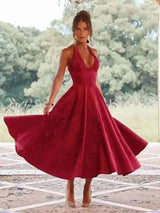 Townlike Women's Elegant Jacquard Backless Mini Dress - USA Made Chic