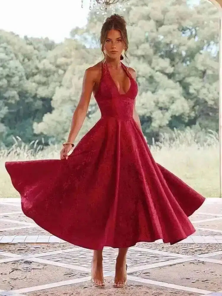 Townlike Women's Elegant Jacquard Backless Mini Dress - USA Made Chic