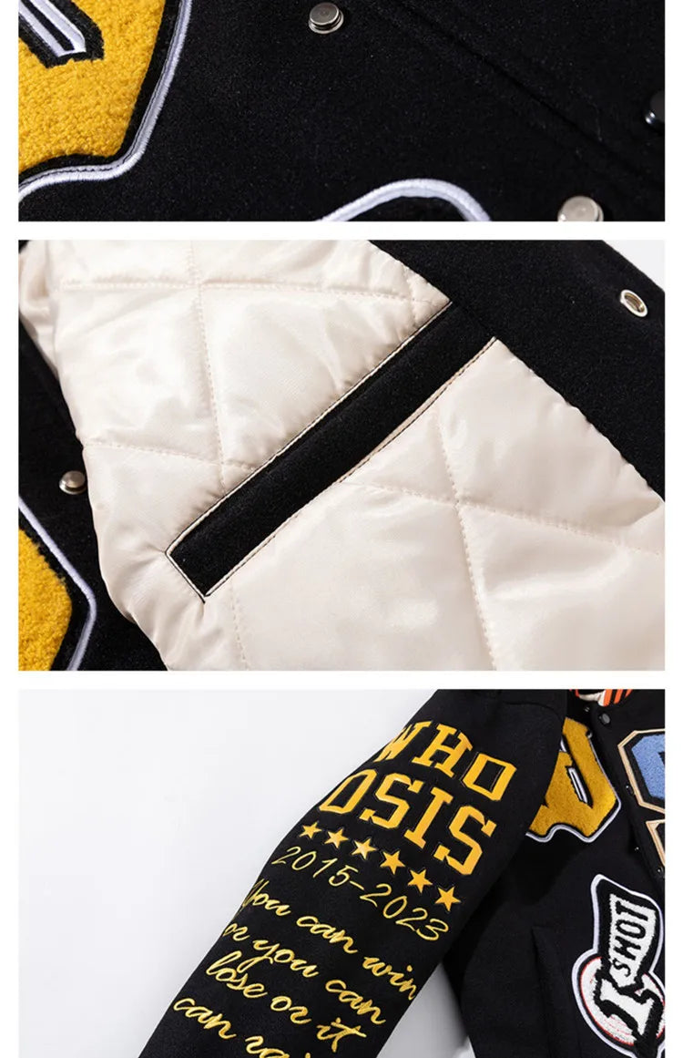 Retro Embroidery Varsity Jacket
