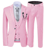 Men’s Slim Fit 3-Piece Patterned Suit