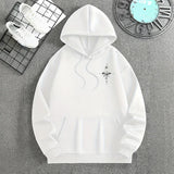 Vintage Compass Print Hoodies for Men High Quality Hooded Long Sleeve Pullover All Season Daily Casual Sports Tops Men's Clothes