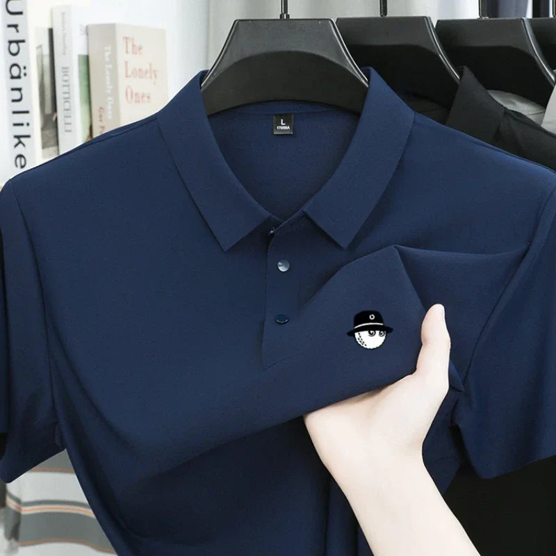Men's Ice Silk Golf Polo Shirt – 10 Colors, M to 5XL
