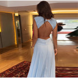 Backless Women Dress Cross Waist Long Dress Sleeveless Backless dresses A Line Ruched Evening Gown  Elegant Party Gown 2026 New