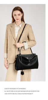 Large Capacity Women's Leather Handbag High-End Single Shoulder Crossbody Tote for Commuting