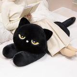 Black Cat Plush Pillow Soft Stuffed Lying Cat Cushion Cute Sleeping Cat Design Lovely Birthday Gift Idea for Cat Lovers