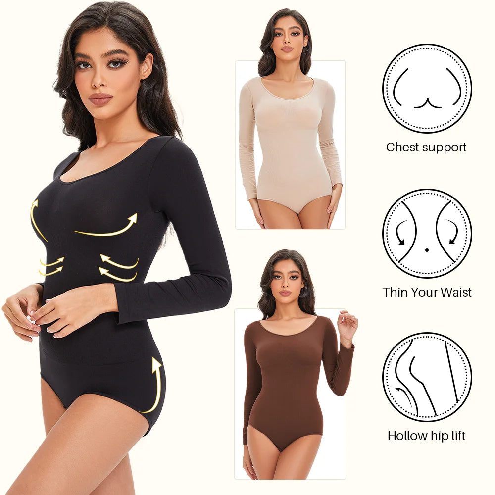 Seamless Tummy Control Long Sleeve Body Shaper