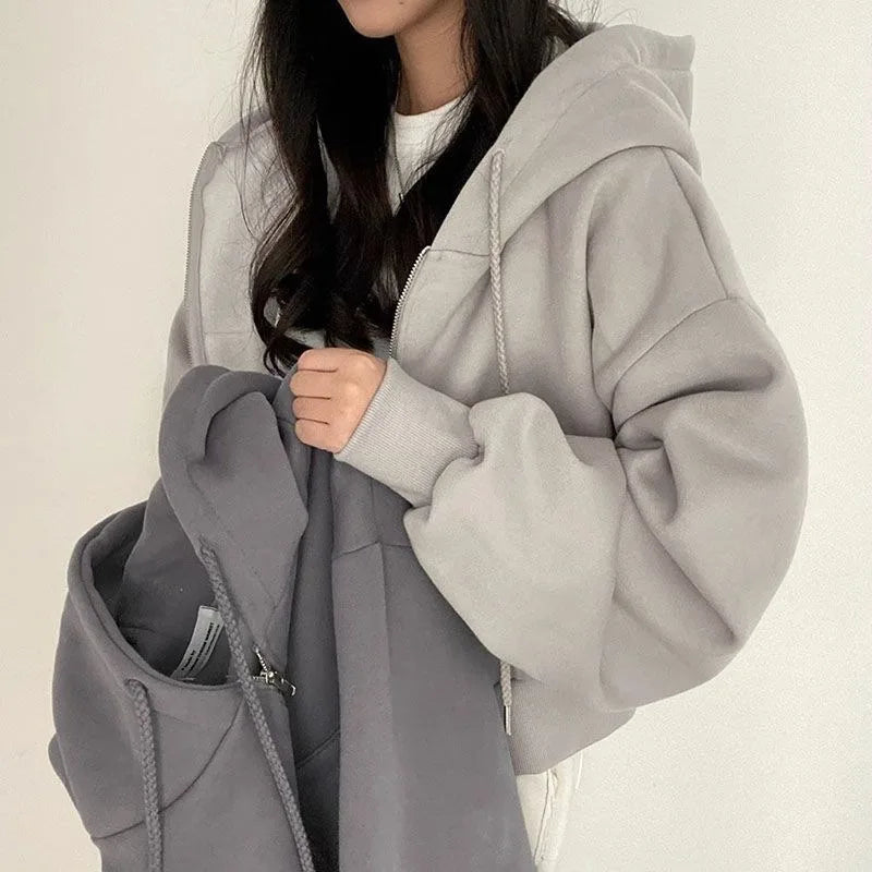 Women’s Y2K Zip-Up Crop Hoodie