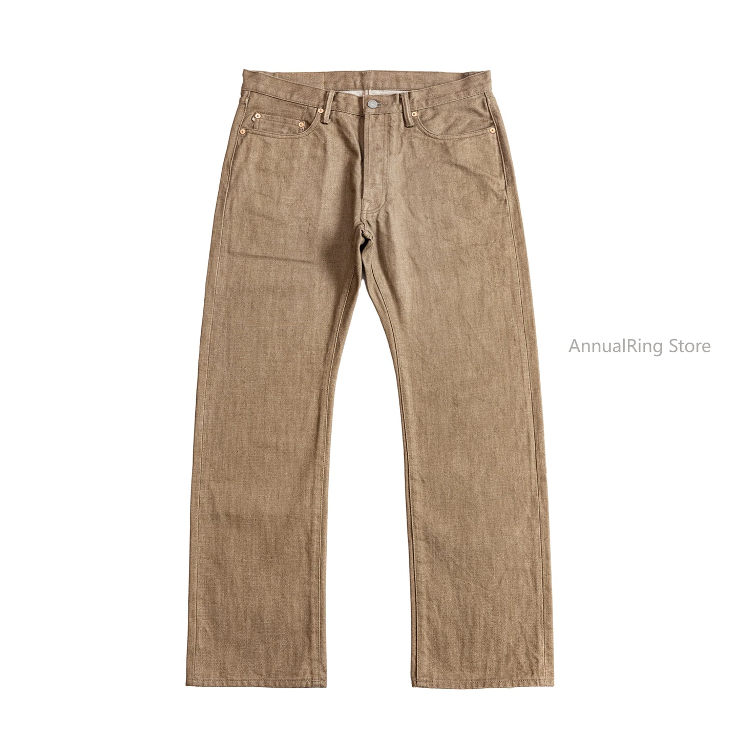 Red Tornado American Jeans Men's Retro 18oz Loose Straight Brown Selvedge Denim Jeans 634 Version