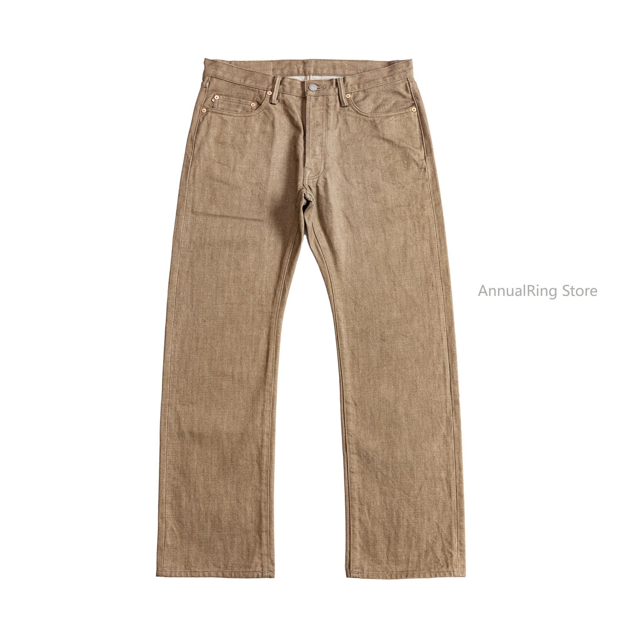 Red Tornado American Jeans Men's Retro 18oz Loose Straight Brown Selvedge Denim Jeans 634 Version