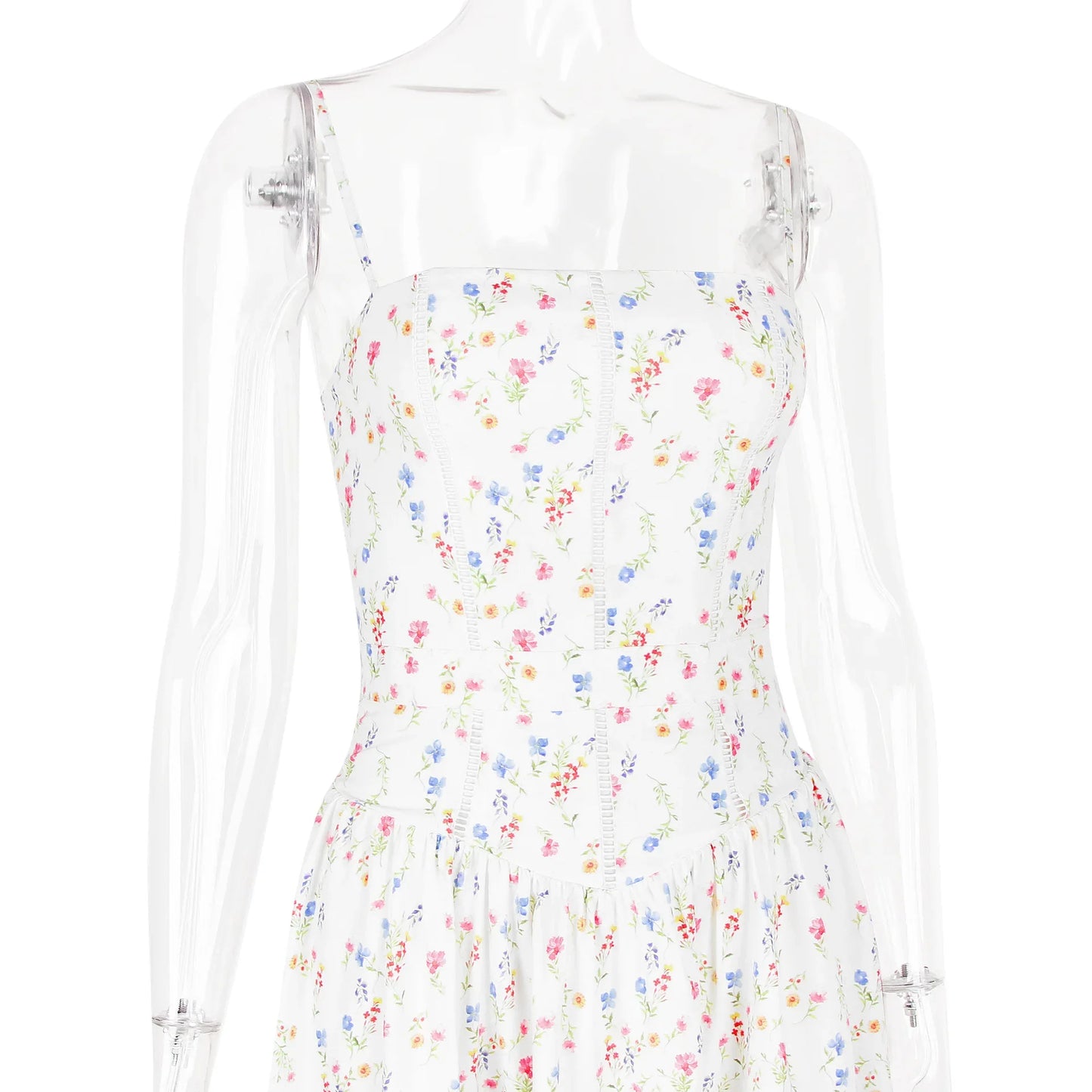 Floral Print Spaghetti Strap Midi Sundress - Elegant Boho Chic Summer Beach Dress