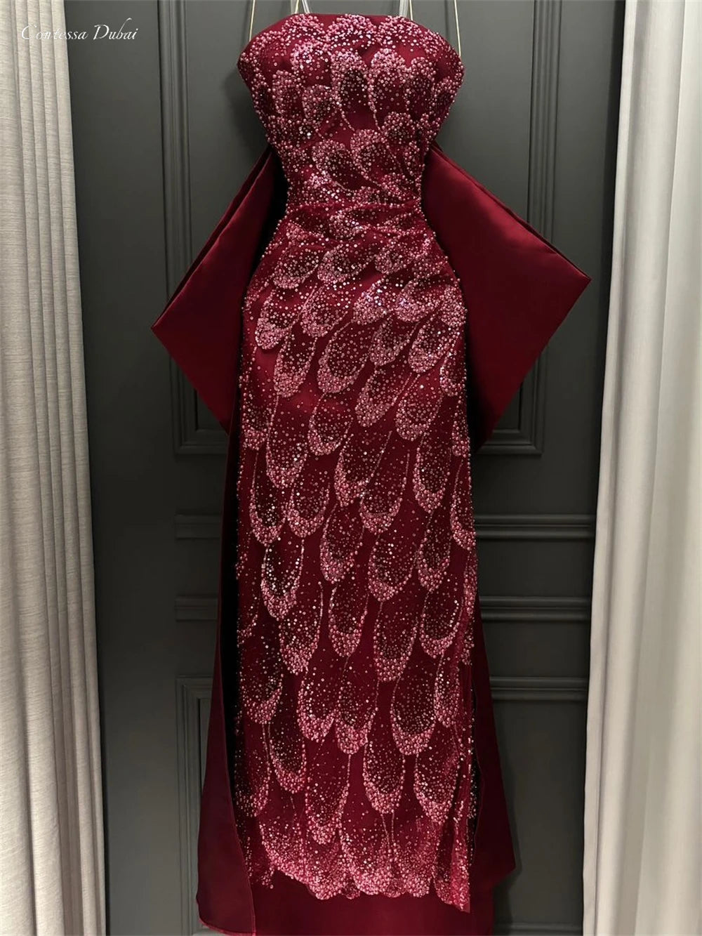 Contessa Beaded Mermaid Evening Gown | Off-Shoulder Formal Dress