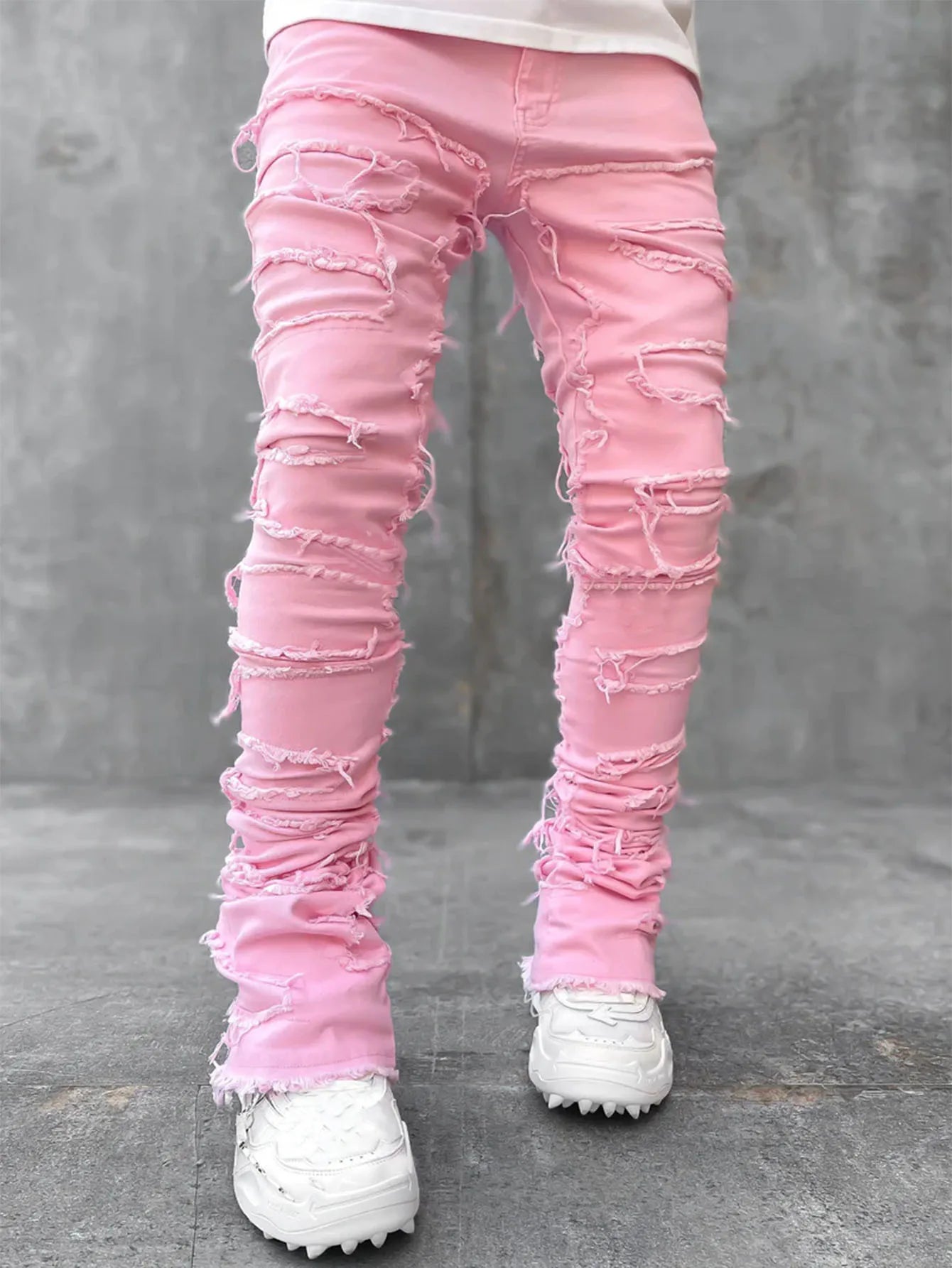 Men's Patchwork Stretch Jeans – Relaxed Fit