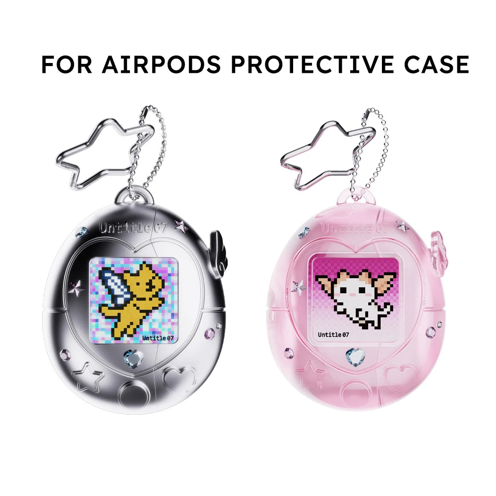 Tamagotchi Style AirPods Case – Silicone with Cartoon Lanyard