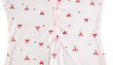 Bow Print Square Collar Loungewear Jumpsuit