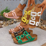 Women's Wide-Fit Roman Sandals — Open Toe Wedge Beach Shoes