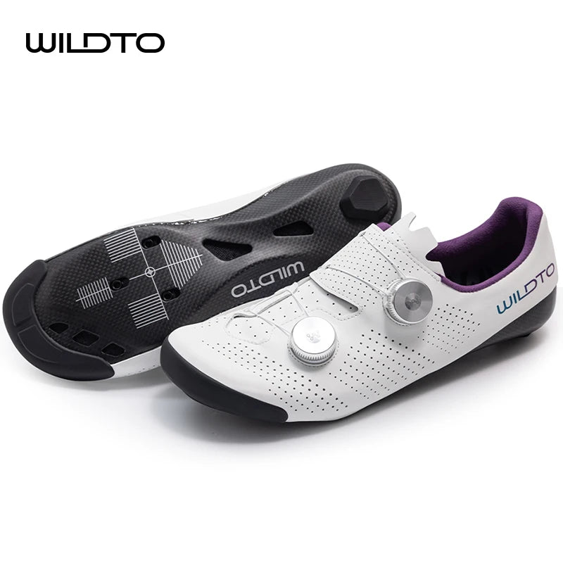 WILDTO Carbon Fiber Sole Cycling Shoes Hardness10 Wear Resistant Road Riding Sneakers Mens Thermoplastic Adjustable Bicyle Shoes