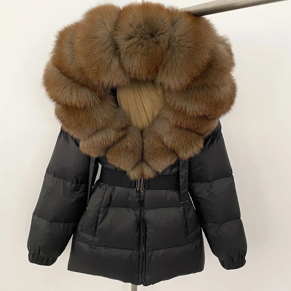 Real Fox Fur Hooded Duck Down Puffer
