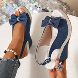 Women's Rivet-Detail Wedge Sandals — Buckle Strap Platform Beach Shoes