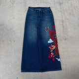 Y2K Dragon Graffiti Wide-Leg Jeans