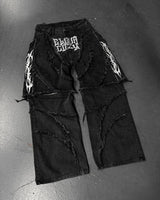 Y2K Patchwork Stripe Fur-Trim Jeans