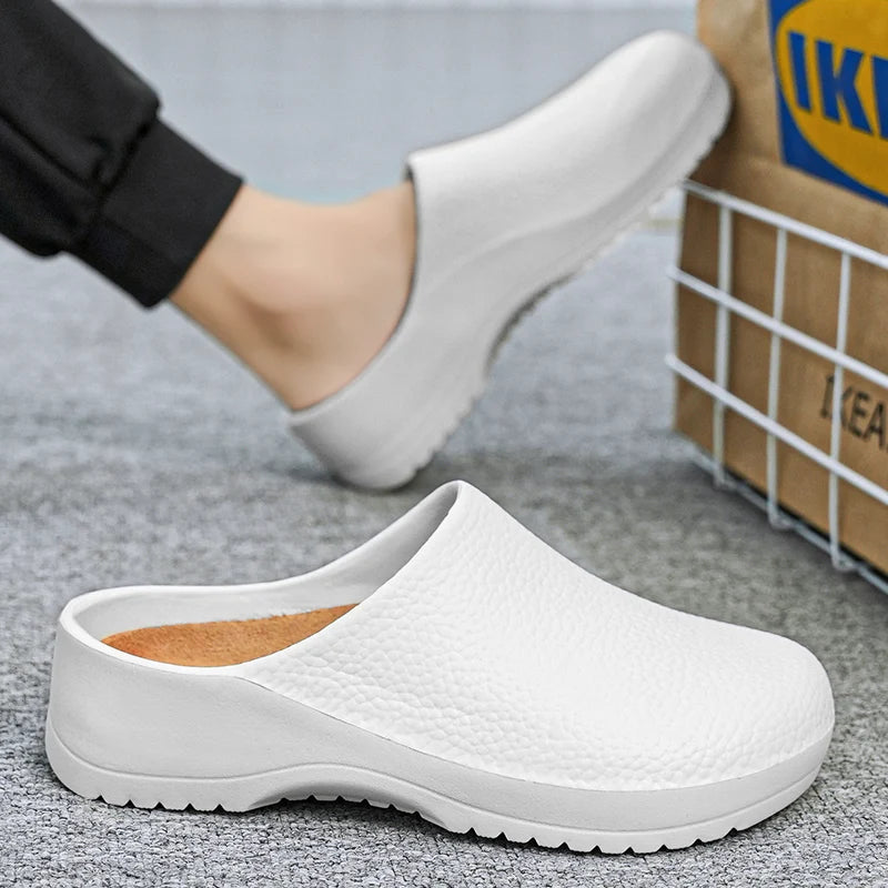 Men's and Women's Summer Breathable, Waterproof, Non-Slip Kitchen Shoes, Slip-On Beach Shoes, Toe-Toe Sandals and Slippers