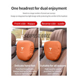 Car Double-Sided Suede Leather Headrest Neck Support Pillow Seat Waist Cushion Tesla Cybertruck Model 3 Model Y Model S Model X