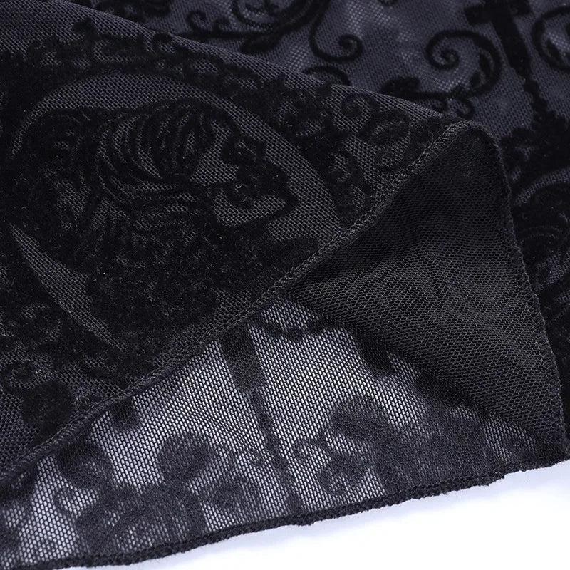 Women's High-Waist Mesh Lace Flare Pants