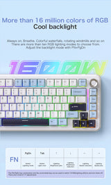 75% Hot Swap Gaming Keyboard Wireless FREEWOL F75 RGB Mechanical Keyboard with Metal Knobs AULA F75 Same Model,Tri-Mode,4000 mAh