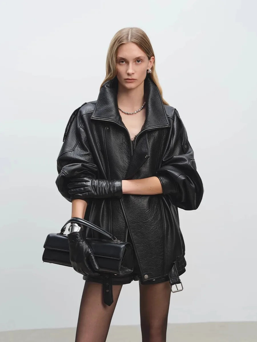 Mauroicardi Spring Oversized Black Soft Pu Leather Jacket Men Long Sleeve Belt Luxury Designer European Fashion Clothes 2025