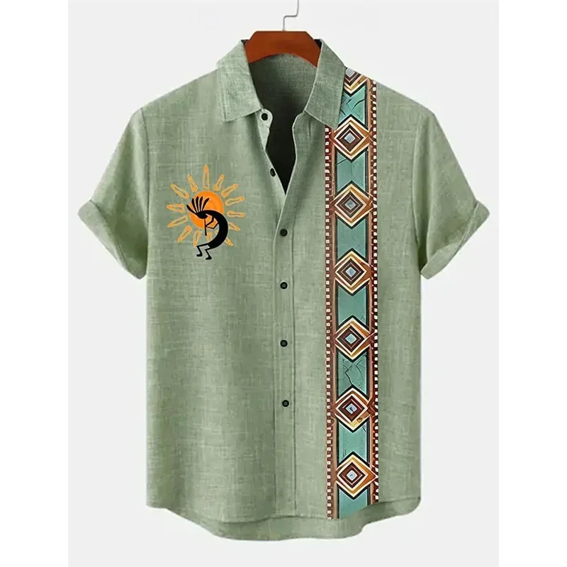 Men's Retro Hawaiian Print Short Sleeve Casual Shirt