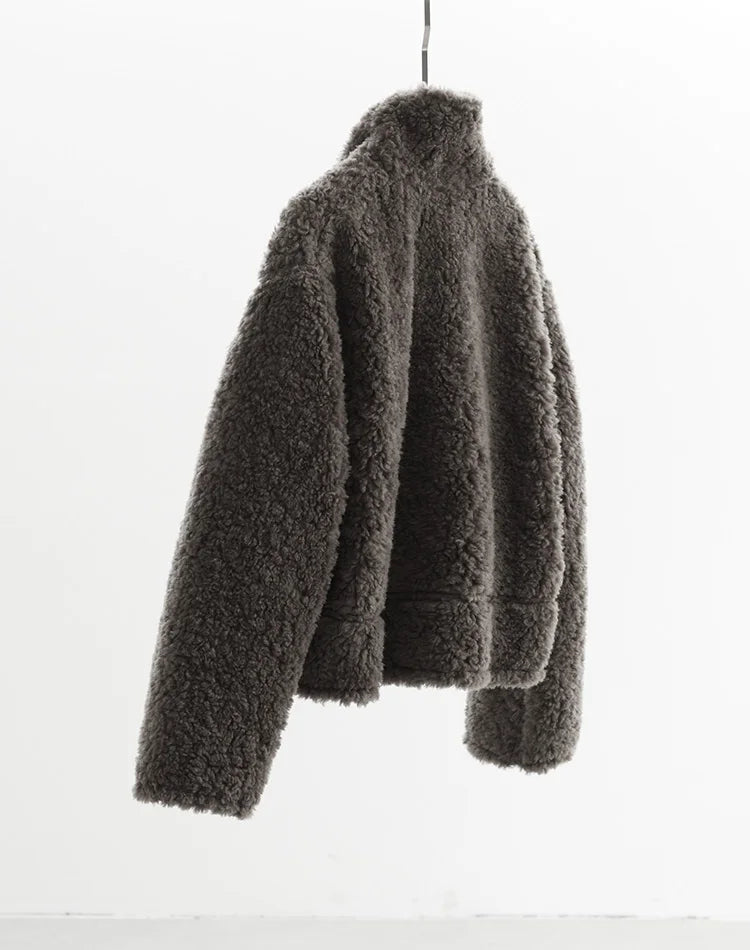Teddy Style 100% Wool Coat~Women's Short Lazy Style Loose Jacket Autumn and Winter New Model 2025 Faux Fur