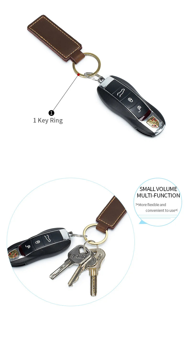 Free Customized Fashion Women Genuine Leather Keychain Vintage Creative Pendant Handmade Small Gift DIY Present Car Key Chain
