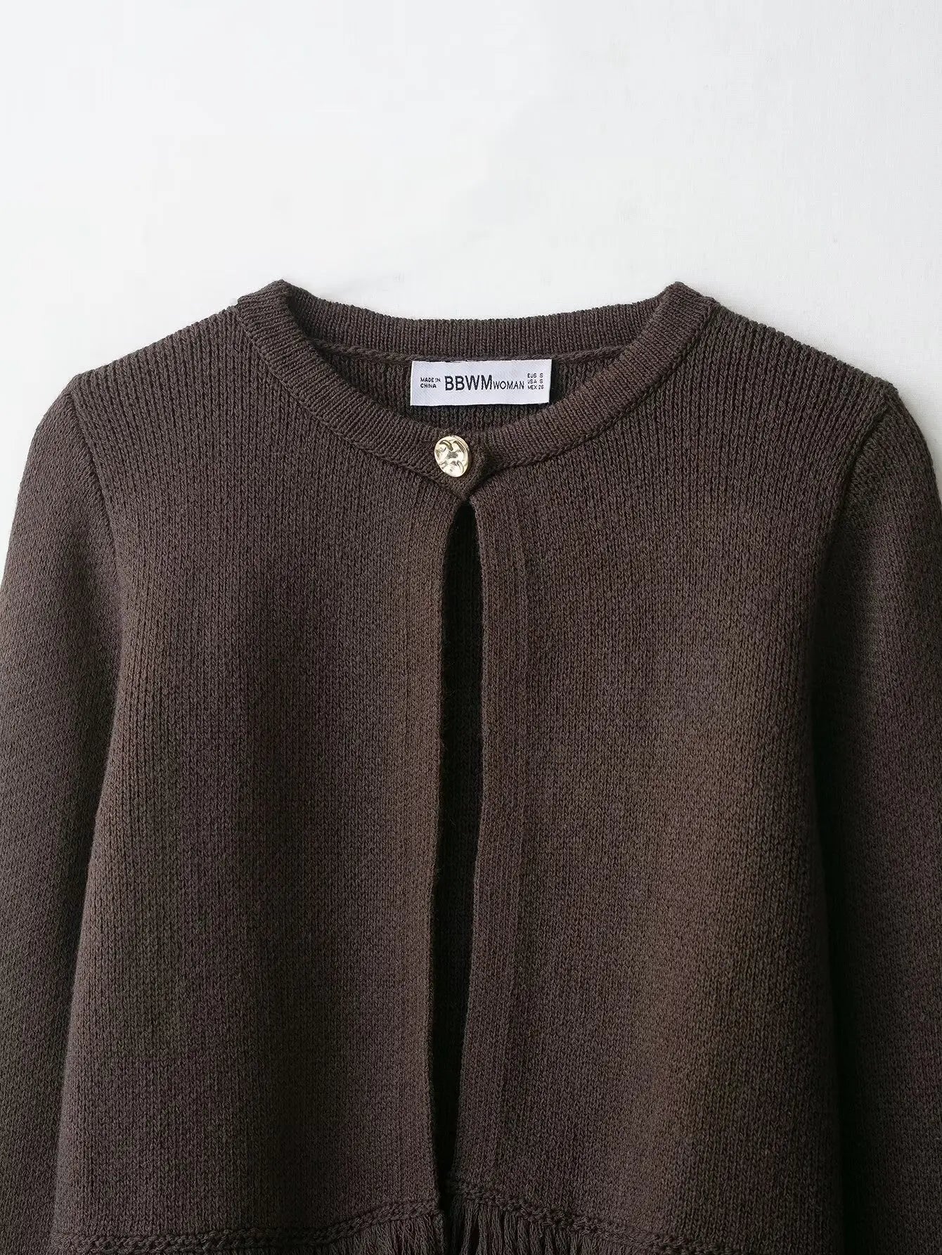 Vintage Tassel Knitted Cardigan – Elegant O-Neck Long Sleeve Sweater (USA Made)