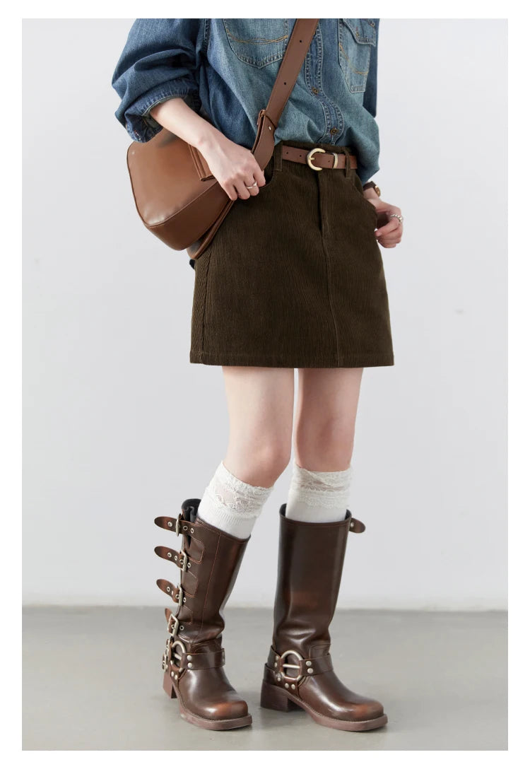 Chic Ven Women's Corduroy A-Line Mini Skirt