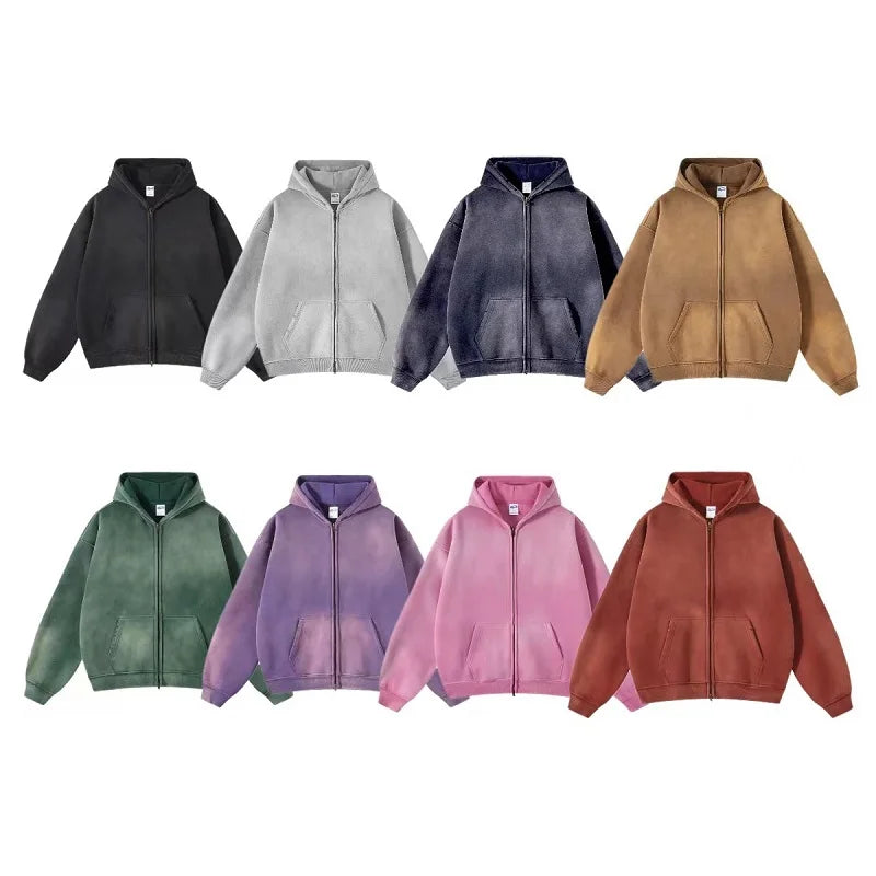 Men’s Oversized Tie-Dye Fleece Zip-Up Hoodie