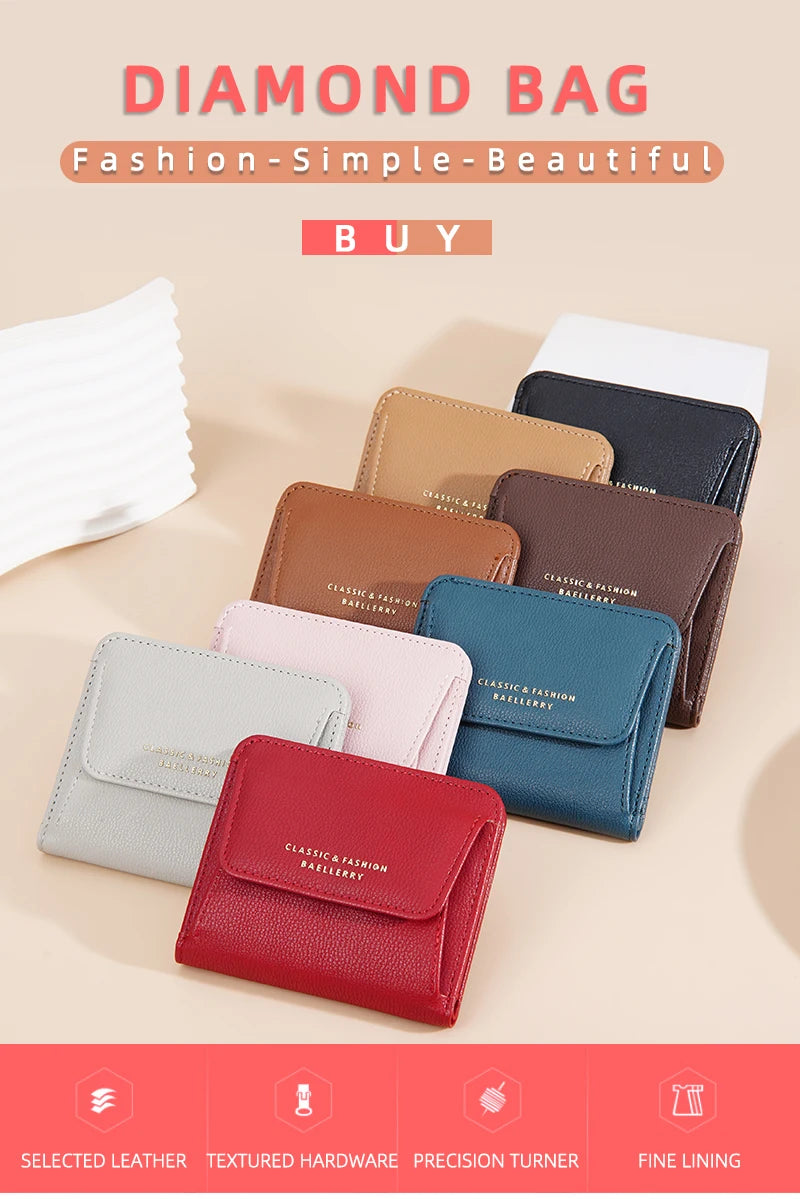 Fashionable Mini Women Wallet Name Engraving High-Quality Card Holder Simple Short Female Coin Purse Small Ladies Purse