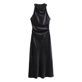 Elegant Satin Summer Slip Dress | Chic Evening Midi for Women