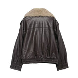 Oversized Faux Leather Winter Jacket